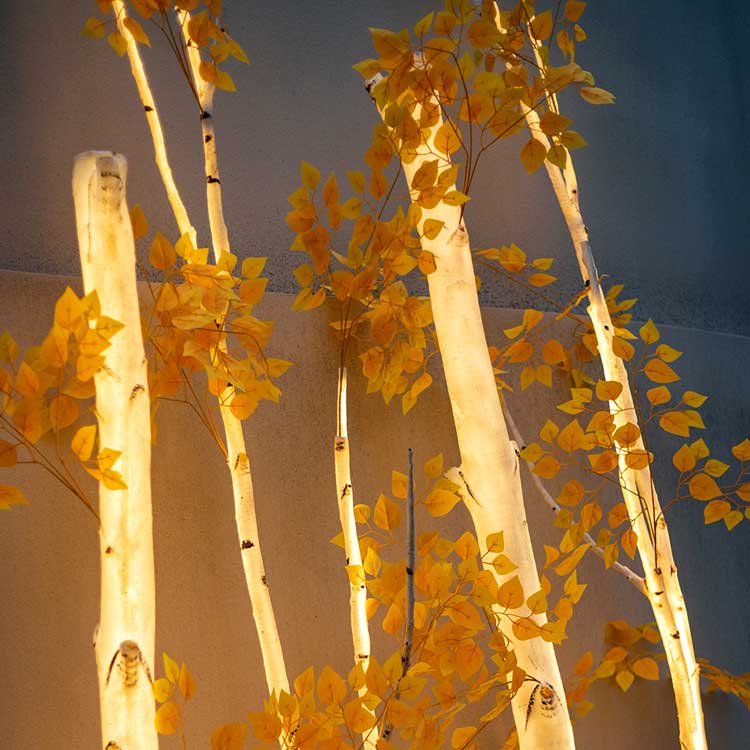 LED birch tree with lights