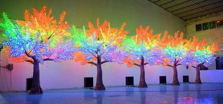 13ft DMX Controlled Light Up Tree Row for Large Scale Light Shows RGB Light Tree