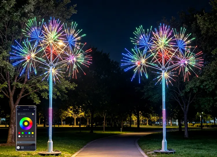 LED Firework Pole Light - RGB Waterproof Outdoor Commercial Decor 1 LED Firework Lights
