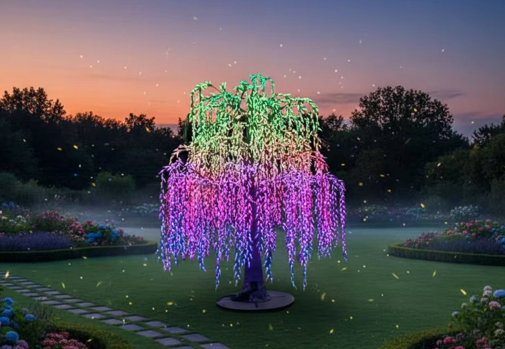 RGB color changing LED weeping willow tree light for garden landscape decoration
